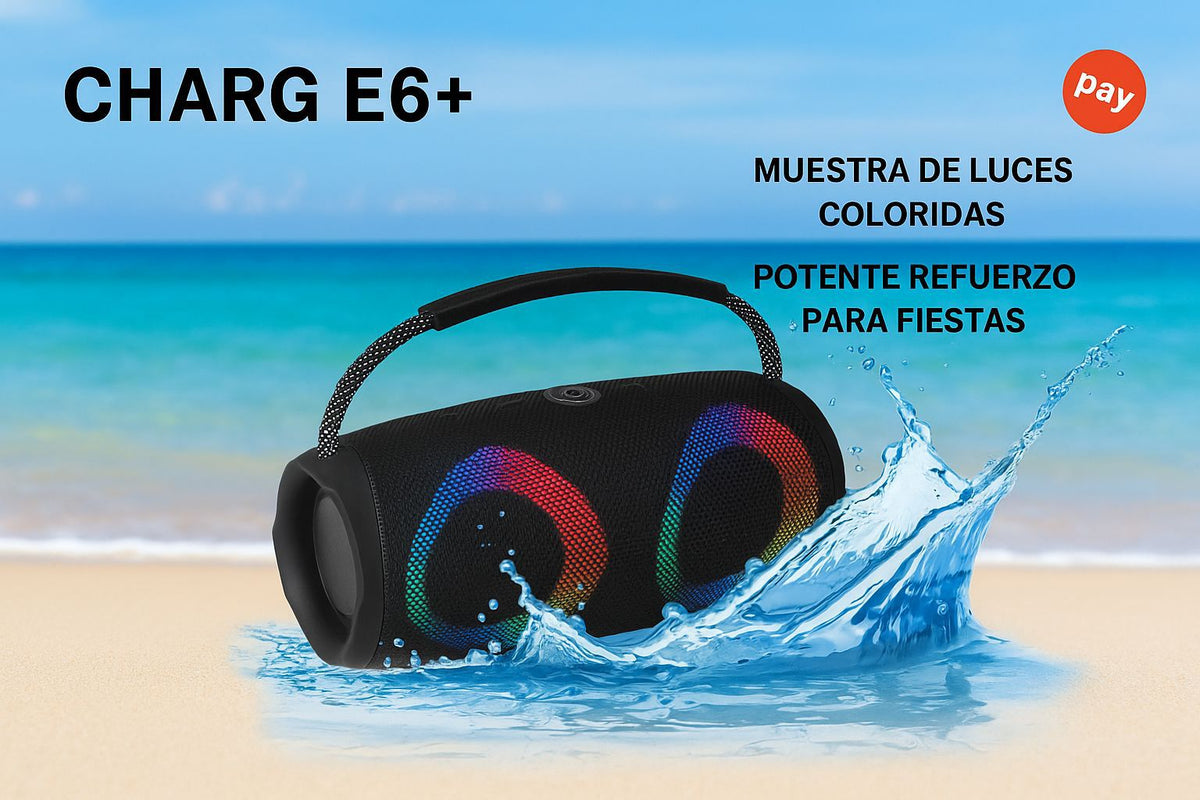 Parlante portátil CHARG E6+ con luces LED multicolor